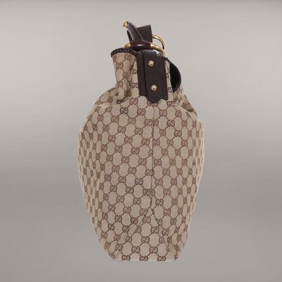 GUCCI Horsebit Y2K Hobo Large Bag Monogram GG Tan Beige Brown Canvas - Picture 2 of 10